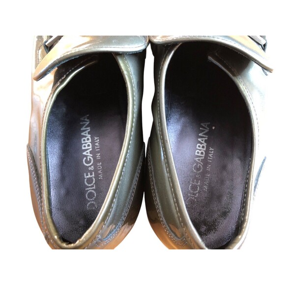 Dolce & Gabbana Green Patent Leather Slip On Pointed Toe Loafers Size US 9 main image 4